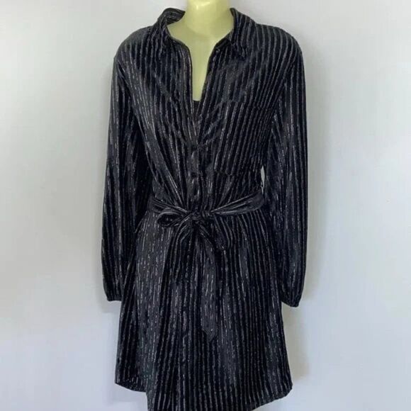 House of Harlow 1960 Black Metallic Wrap Duster& Black Full Length Slip … - Picture 1 of 9
